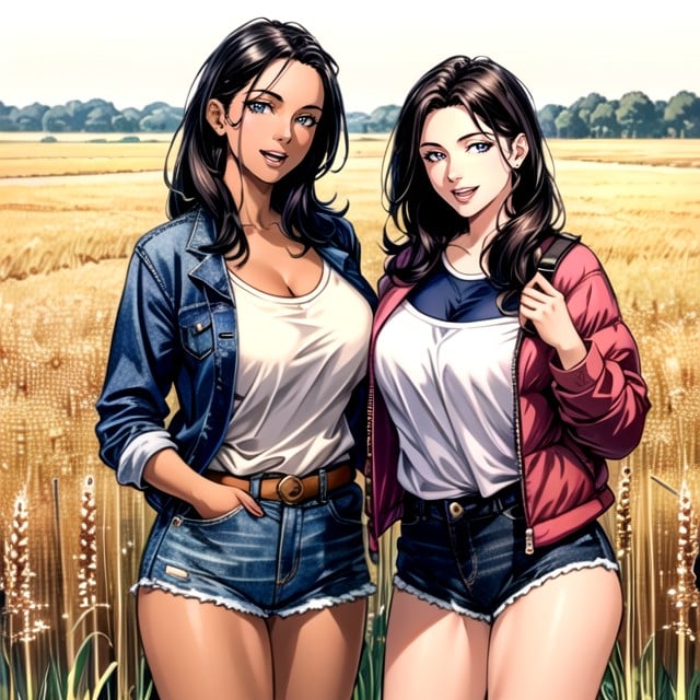 Dark Brown Skin, Wheat Field, 30+ AI Gay Porn