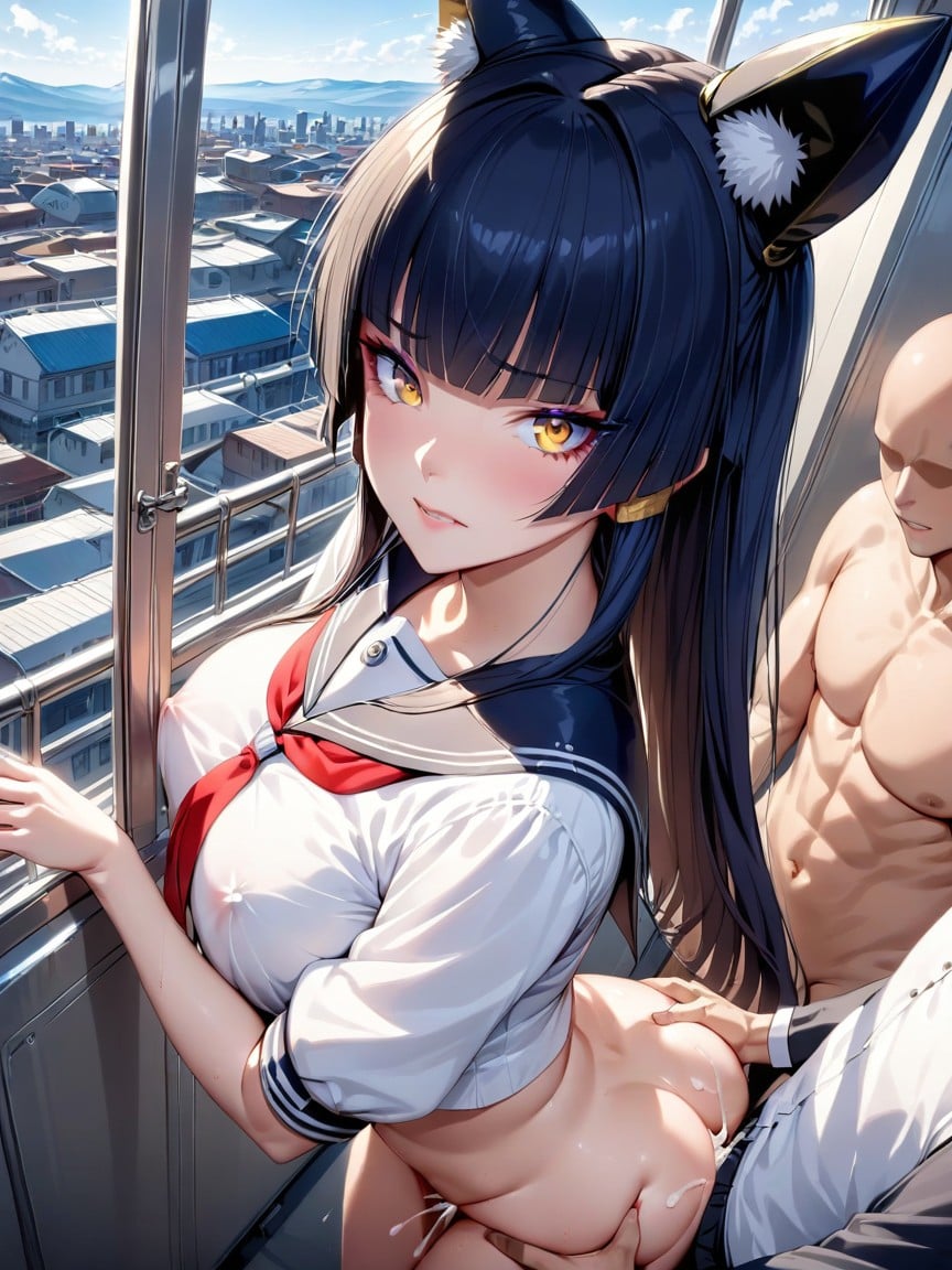 Sailor Suit Costume, Super Detailed Skin, Detailed Hentai IA pornografia