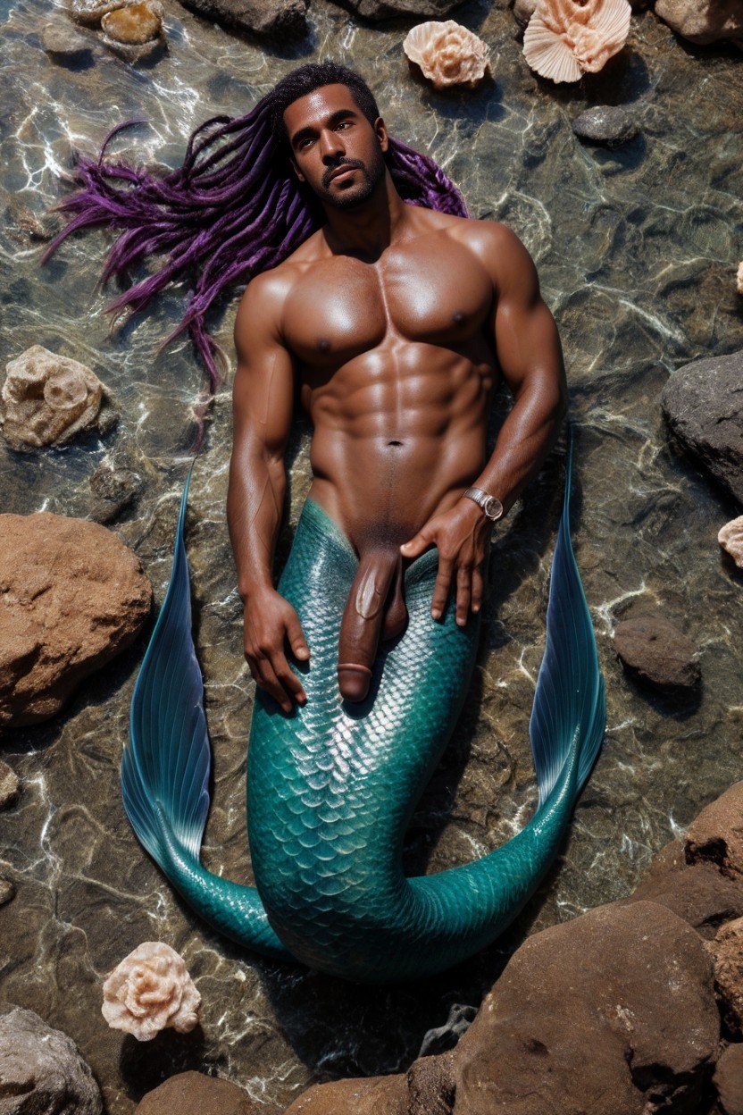 Purple Hair, Dark Skin, Trançado Pornografia gay com IA