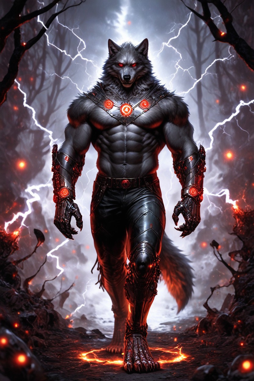 18+, Black And Grey Body Pattern, Hell Inside Portal Background Furry AI Porn