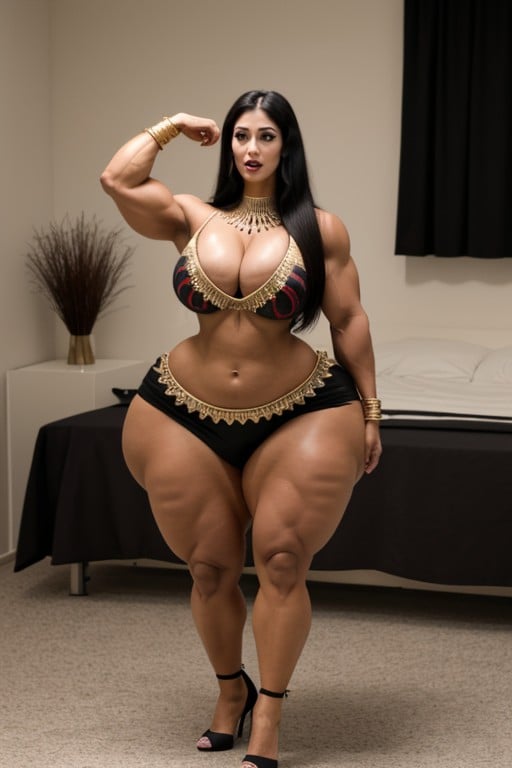 Dark Skin, Feminine Face, Extremely MuscularHentai IA