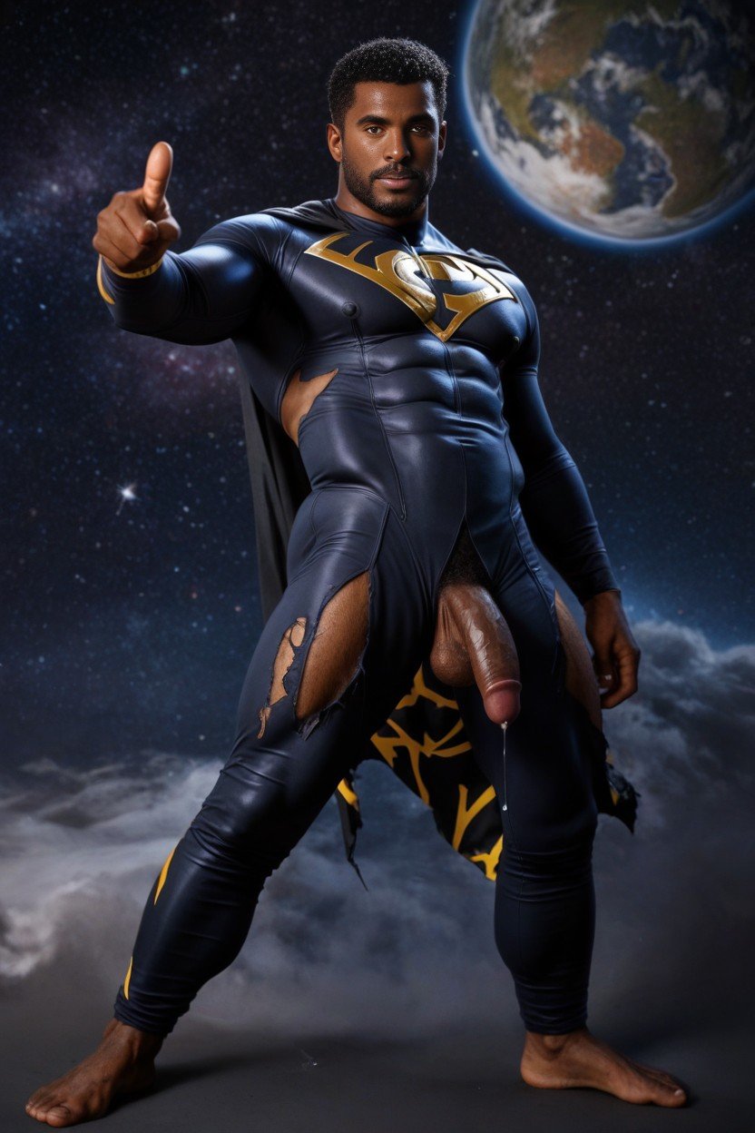 African, Hairy Ass, Torn Superhero Suit Pornografia gay com IA