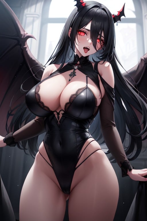 Big Demon Wings, Sharp Teeth, Goth AI Gay Porn