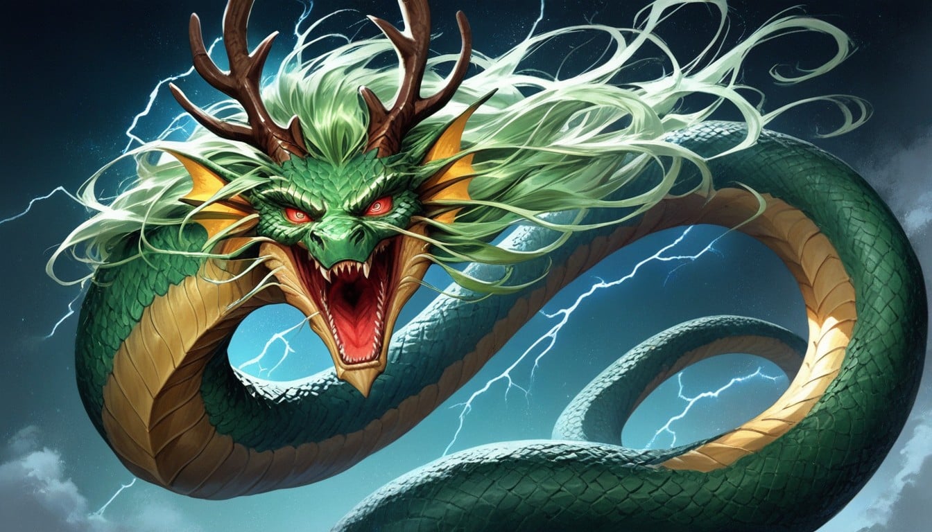 Night, Green Scaly Skin, Long Flowing Whiskers Hentai AI Porn