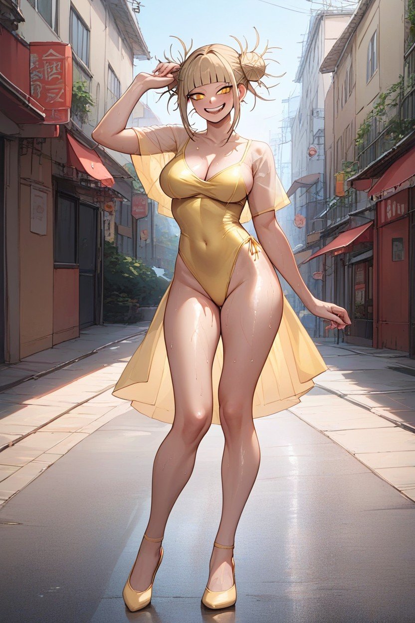 Yellow Leotard, Detailed Face, Standing On ToesHentai IA