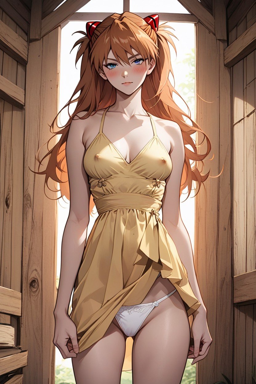 Maigre, Petite Poitrine, Yellow Summer DressPorno IA Hentai