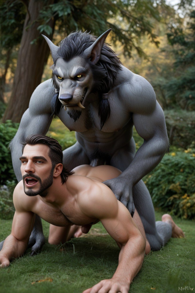 Ashenvale Forest From World Of Warcraft, Large Cocks, Worgen Has Grey Fur And Fire MagicKI Schwulenporno