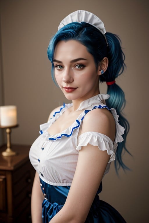 Dusk, Blue Hair, Ponytail Hentai AI Porn