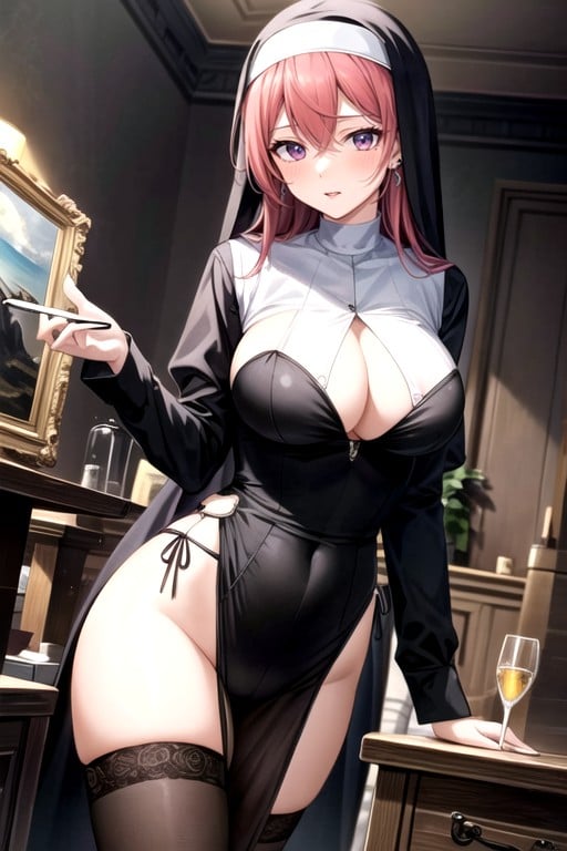 18+, Very Seductive Beautiful Nun With Perfect Figure Wearing See-through Clothes Showing Her Niple Piercings, And Crotch TattooPorno IA Gay