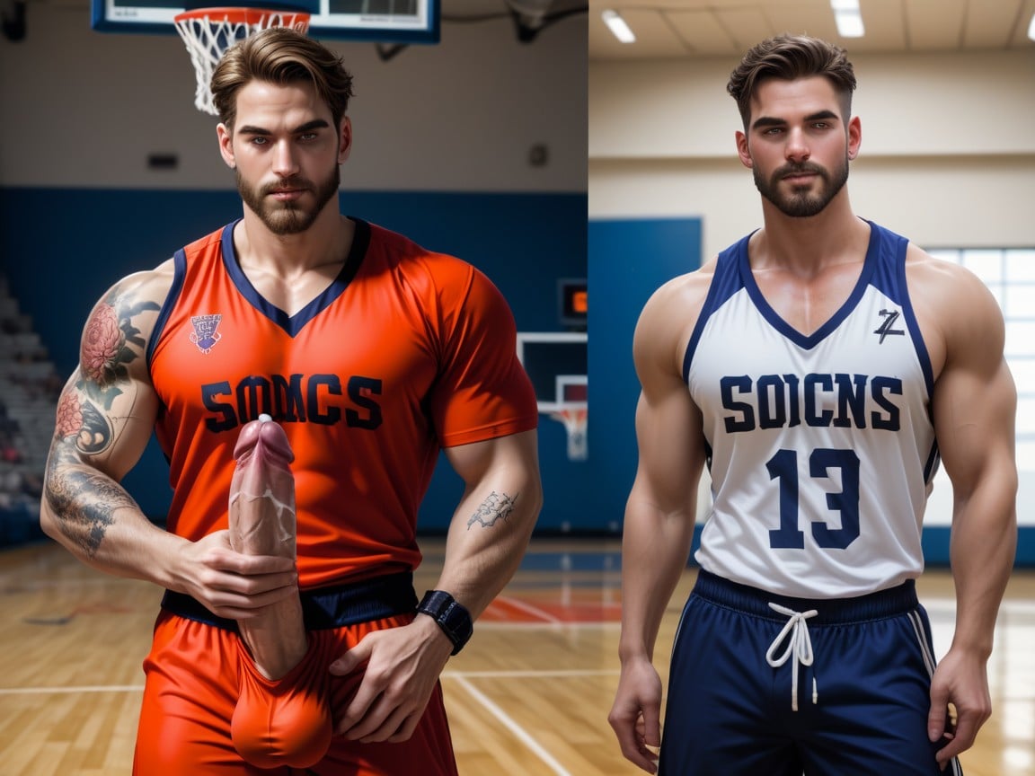 Fit, Standing In Basketball Court, Bobby Da Costa From X-men As God Of Thunder AI Gay Porn