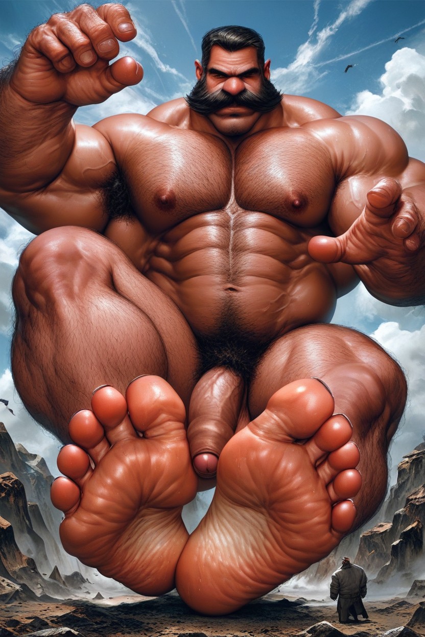 Hyper Feet, Thick Foreskin, A Man Sits At The Base Of His Feet 게이 AI 야짤