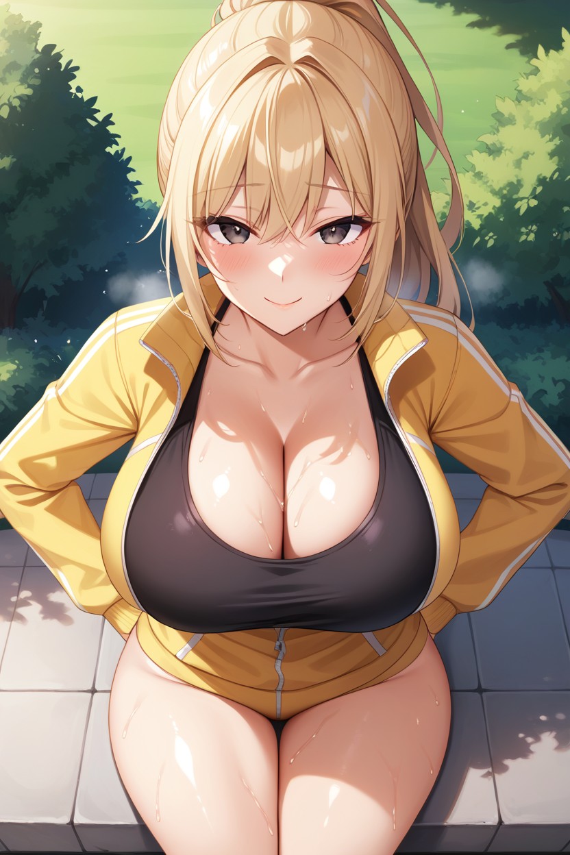 Yellow Track Suit Top, Gêné, Massive BreastsPorno IA Hentai