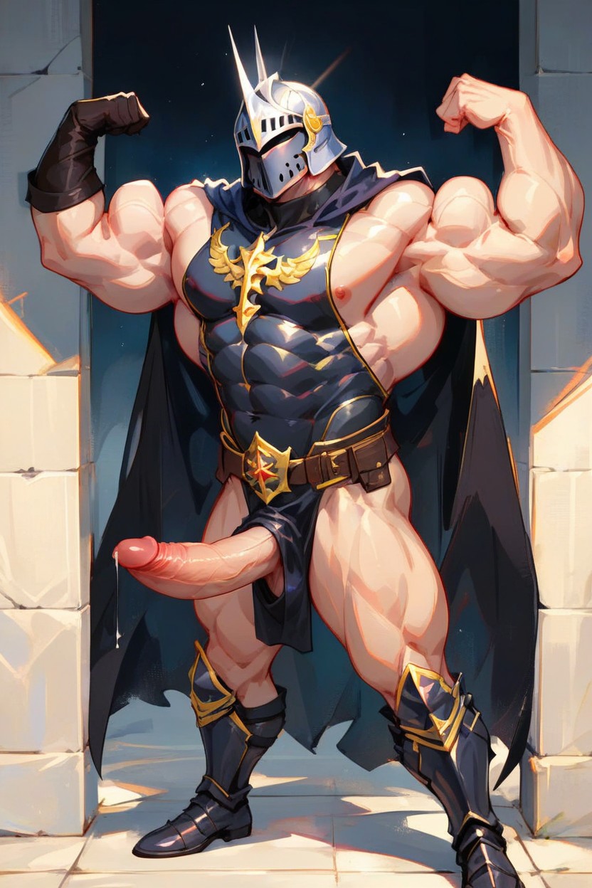 One Arm Flexing Muscle, Tall Height, Black Metal Chestplate AI同性恋黄片