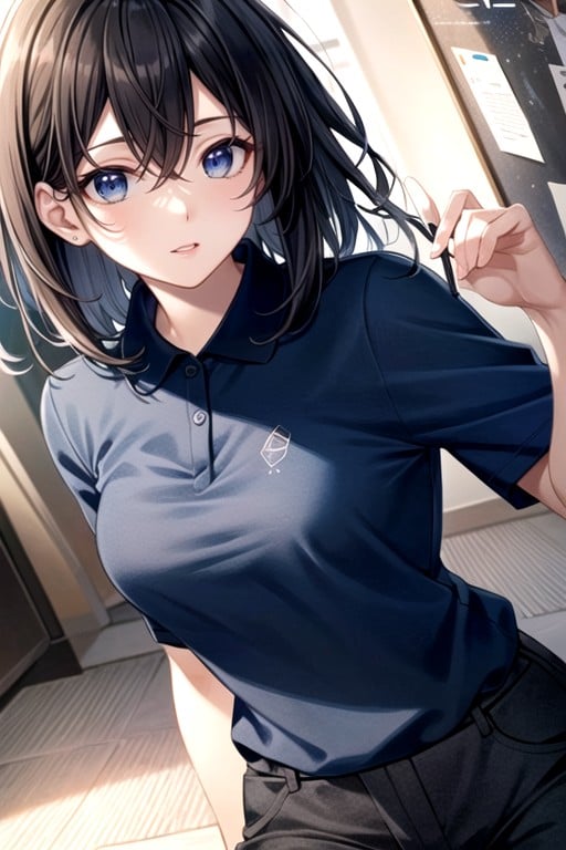 Blue Polo Shirt, 18+, Black TrousersPorno IA Hentai