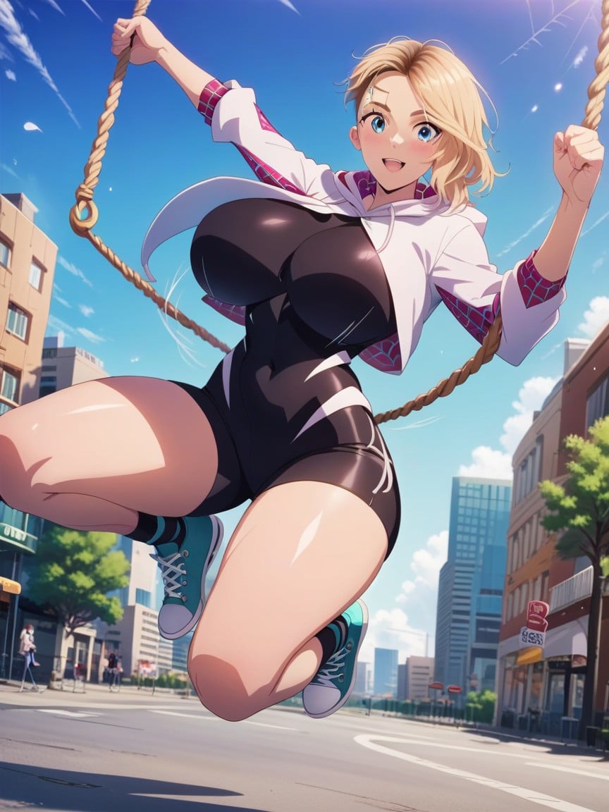 Thick Thighs, Huge Breasts, Spider Gweninto The Spider Verse Хентай AI порно