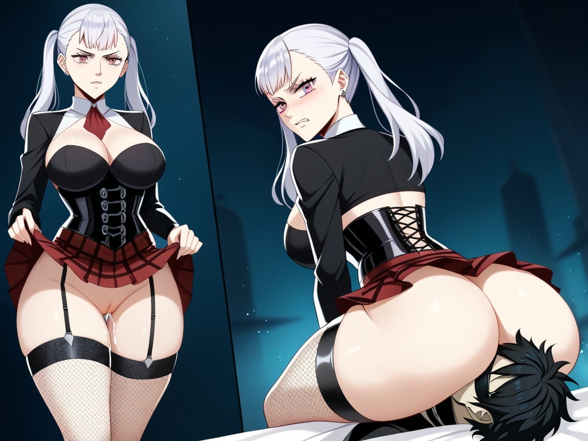 Fishnets, Pigtails, White Hair Hentai AI Porn