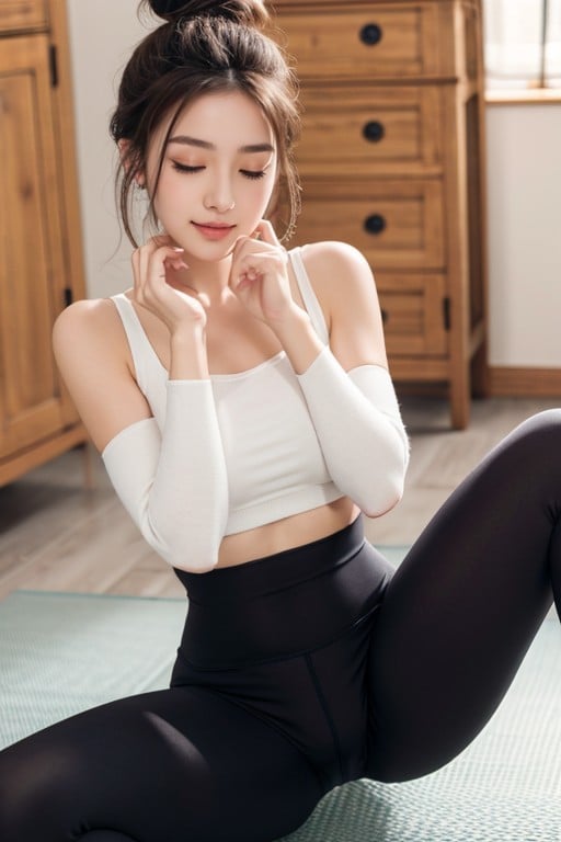 Yoga Pants, 18+, Eyes Half Closed Asian AI Porn