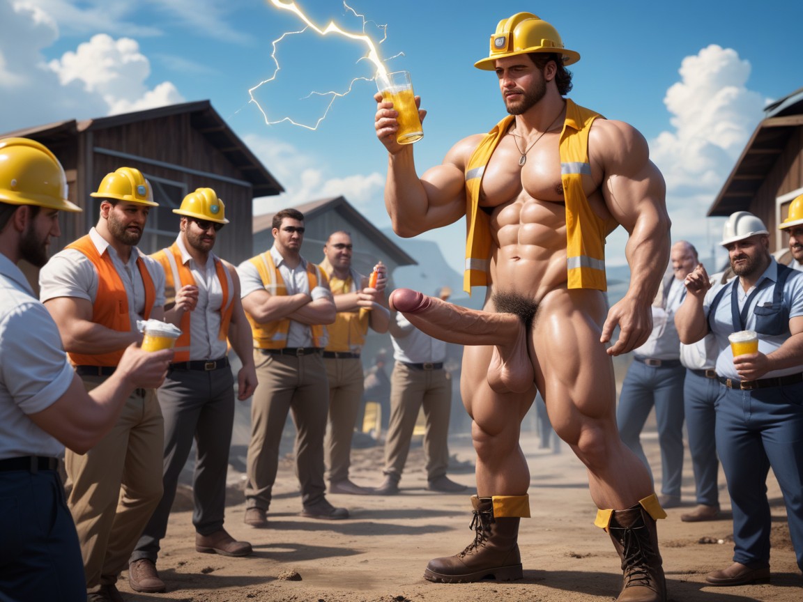 Open Vest, Wearing Hard Hat, Smooth Chest AI同性戀黃片