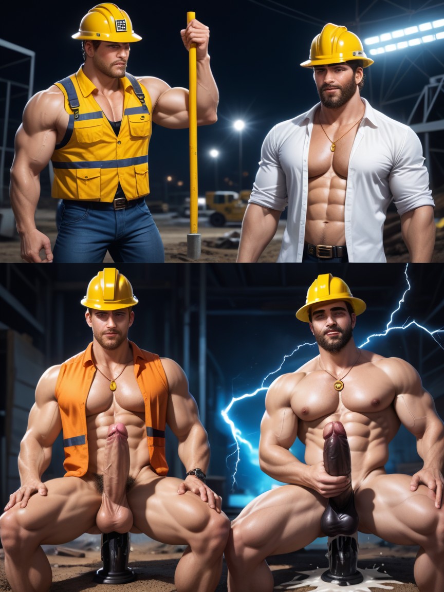 Partying, Masturbation, Electricity Shooting Out Of Cock Pornografia gay com IA
