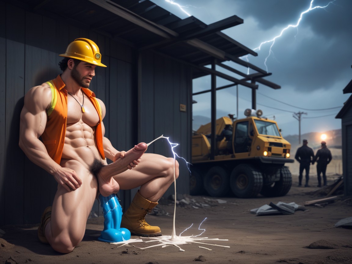 Facial Hair, Wearing Hard Hat, 2명 게이 AI 포르노