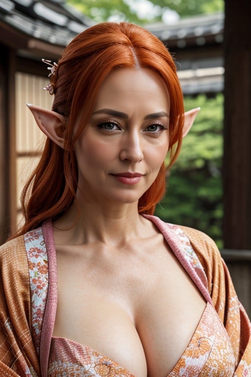 Elf Ears, Pink Eyes, Kimono Asian AI Porn