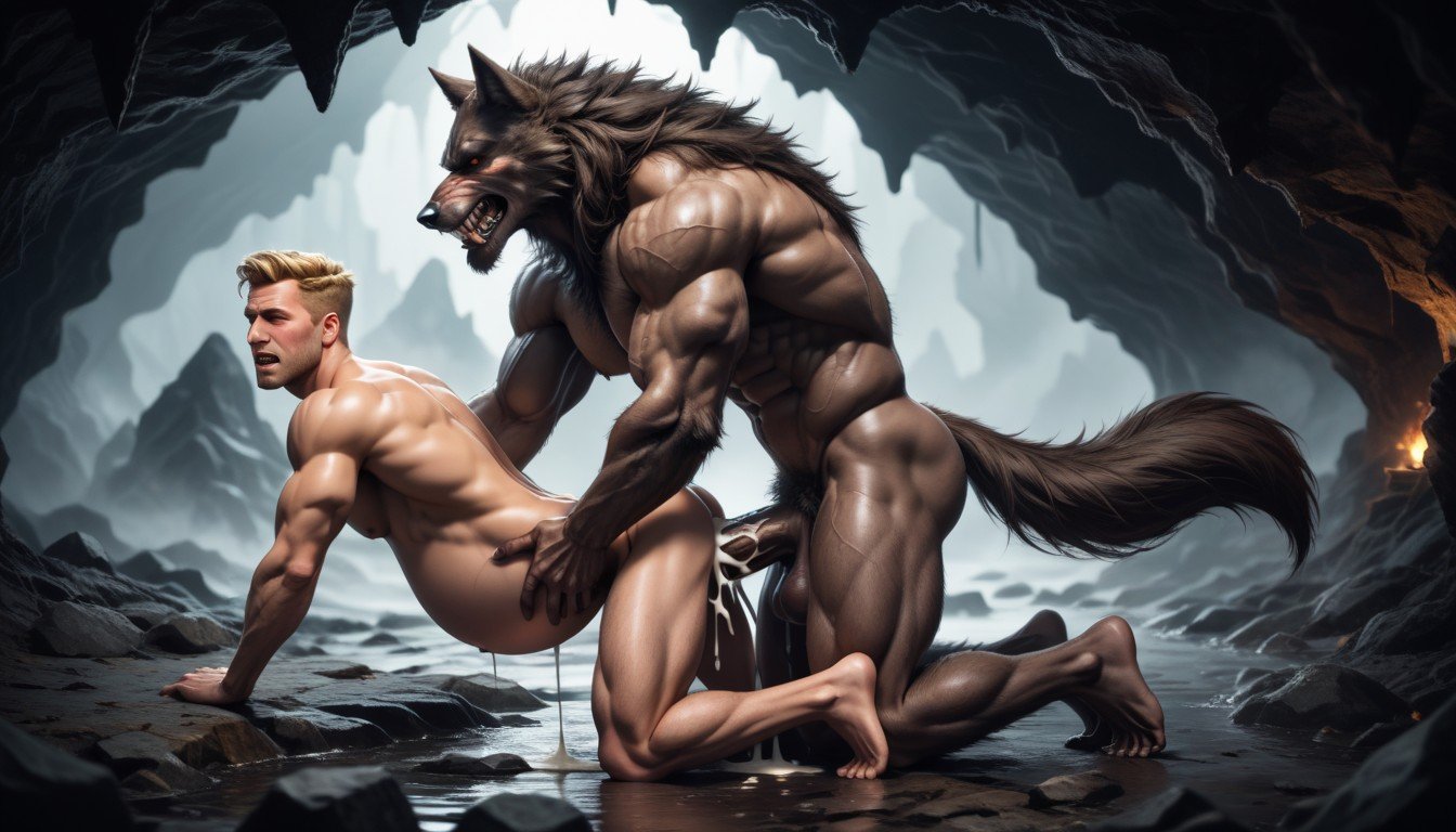 Orgasm, White Human, Werewolf AI Gay Porn