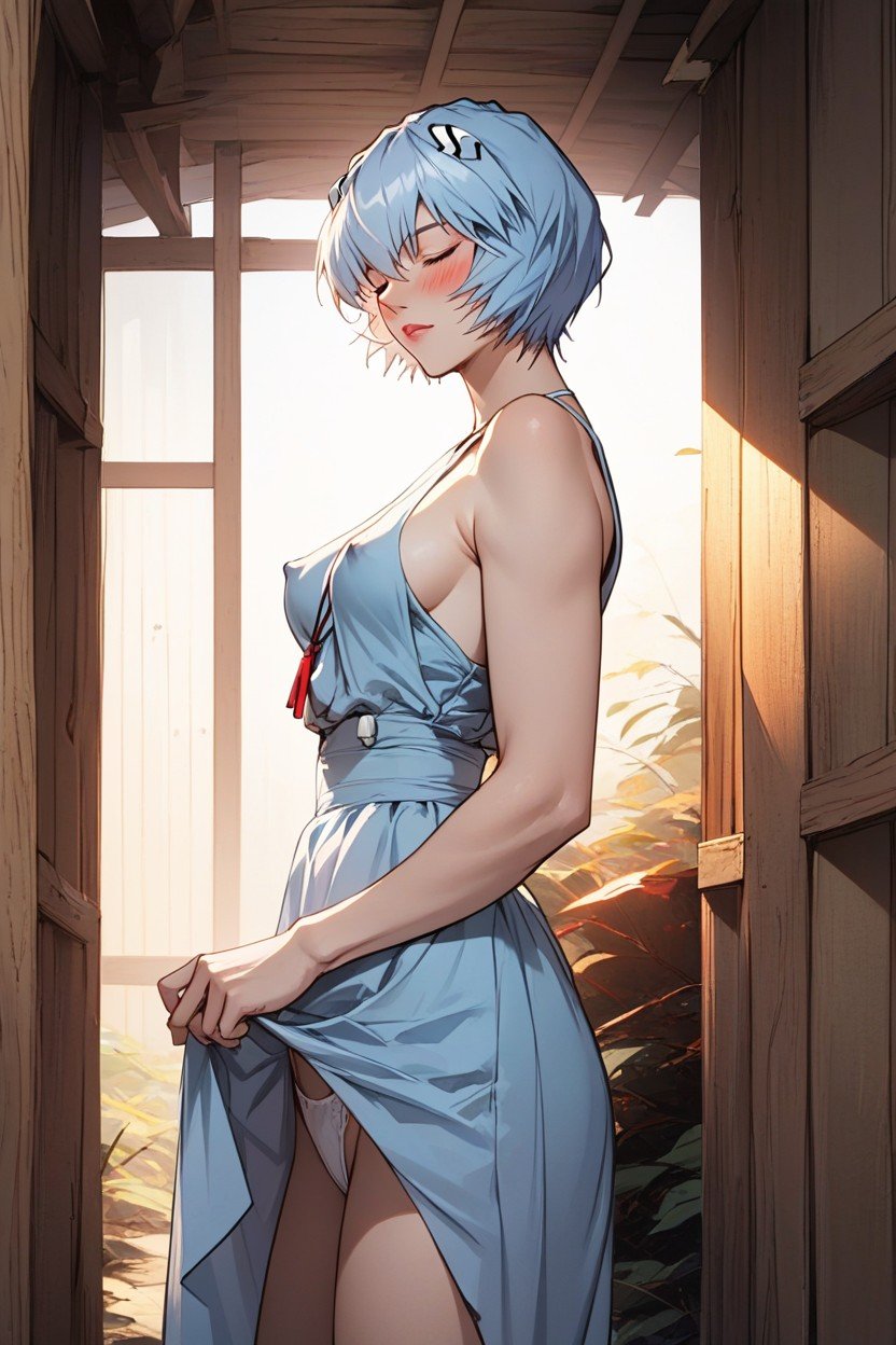 1인, Rei Ayanami From Evangelion, Light Blue Dress헨타이 AI 포르노