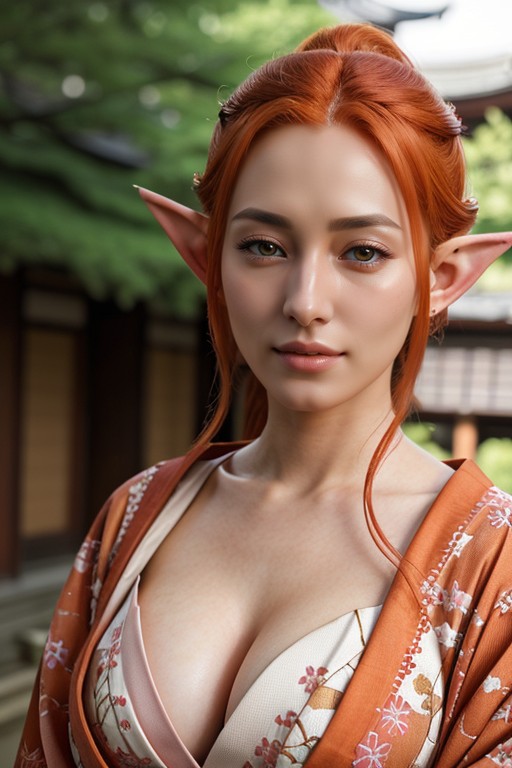 Ginger, Kimono, Pink Eyes Asian AI Porn