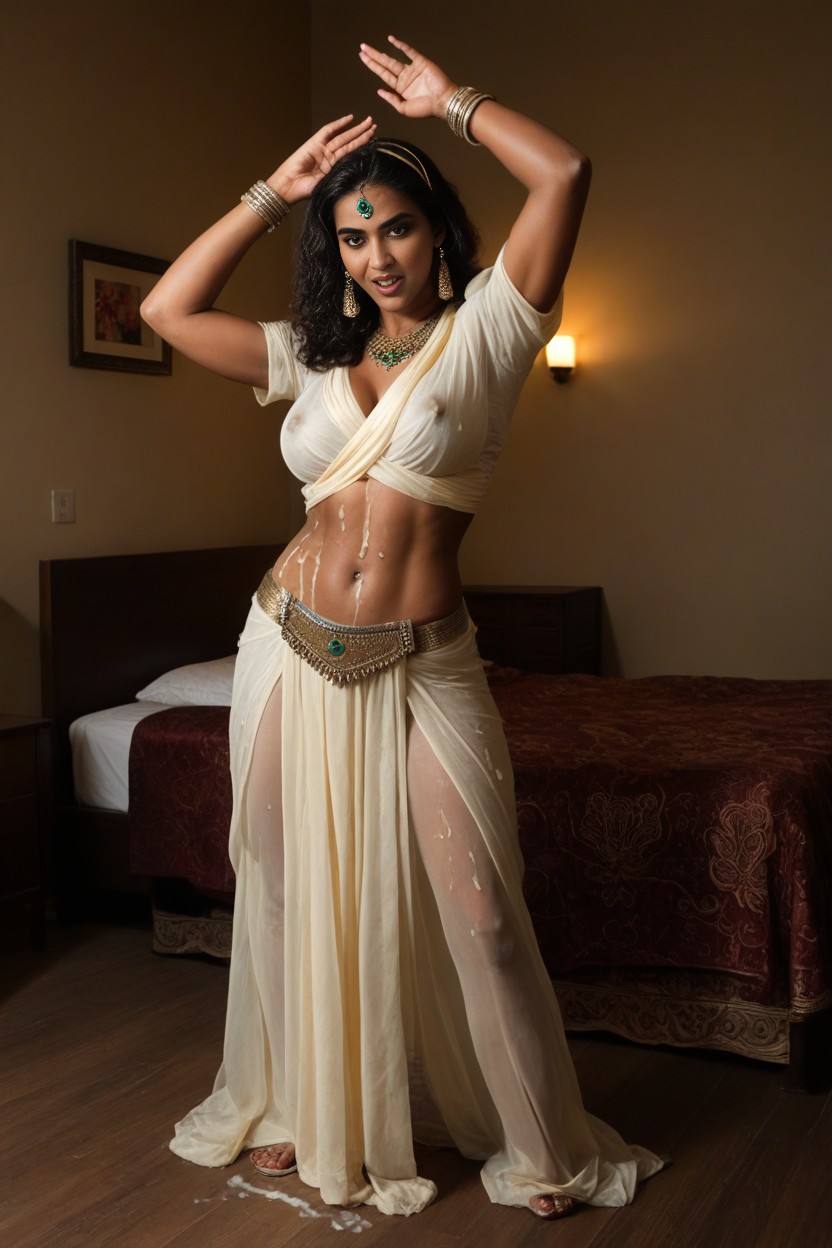 Thick Thighs, Cum Everywhere, Ornate Traditional Ethnic Indian Saree Sari Cosplay AI Porn