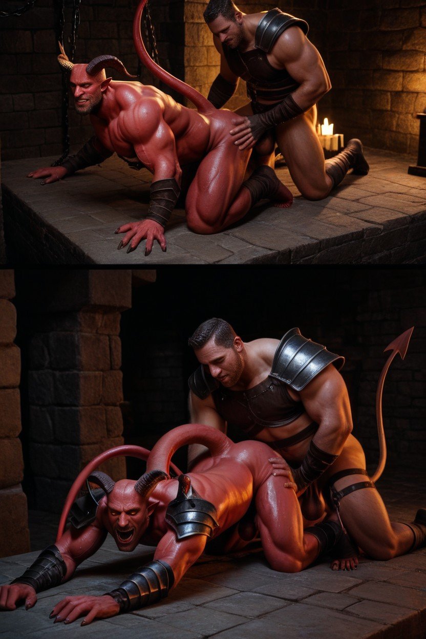 Highly Detailed, Sweaty, Sexy Knight Being Fucked By Red Demon In A DungeonPorno IA Gay