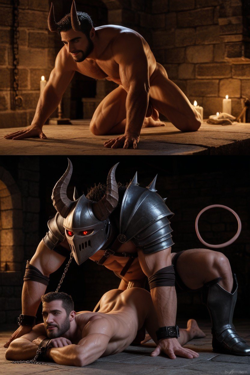 Knights Hands Are Chained, Multiple Views, Sexy Knight Being Fucked By Red Demon In A DungeonAI同性戀黃片