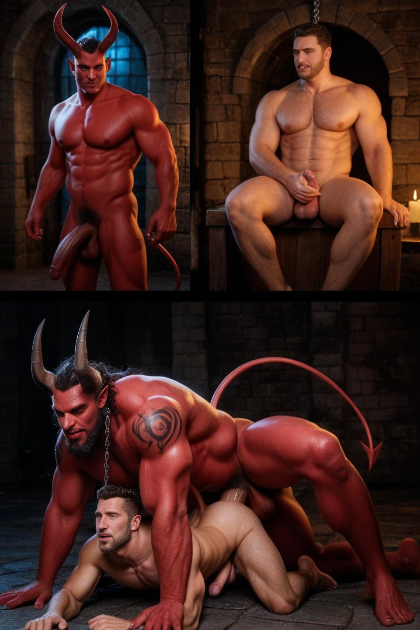 Demon Has A Massive Penis, Cinematic Lighting, Demon With Horns게이 AI 포르노