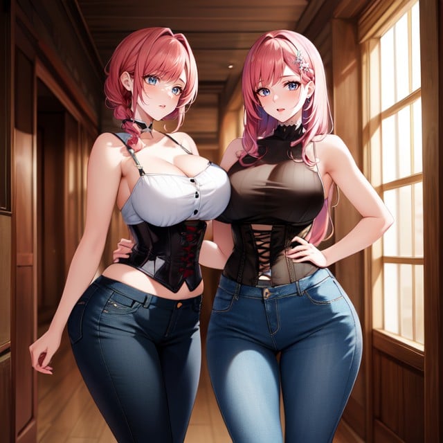 Perky Breasts, Pink Hair, Form Fitting Clothes AI Gay Porn