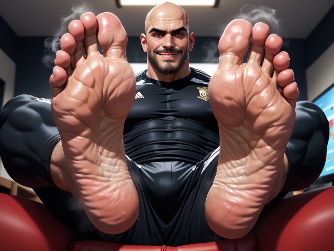 Hairy Body, Wide Angle, Pressing Their Sweaty Soles And Feet To The Screen AI Gay Porn