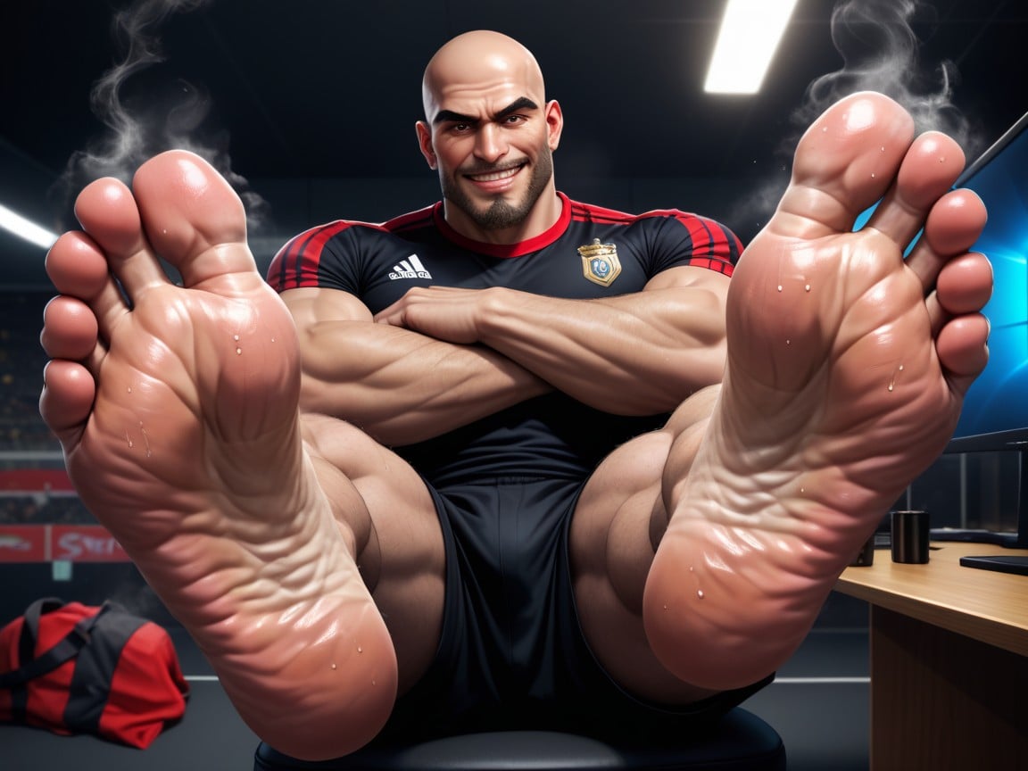 Manly Feet Soles That Fill The Screen/image, A Sfw Image Of A Rugged, Stubble Beard Pornografia gay com IA