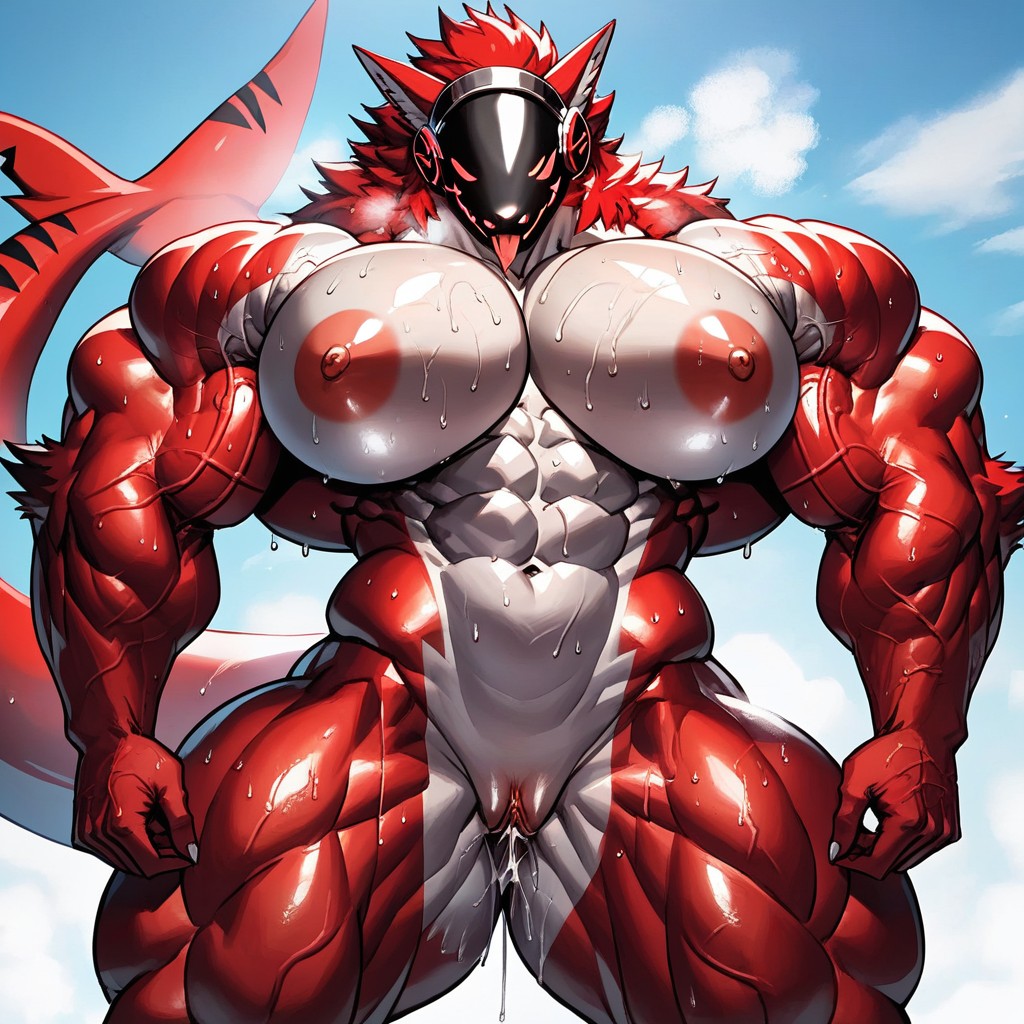 Looking At Viewer, Extreme Muscle Definition, Vista Frontal Furry IA