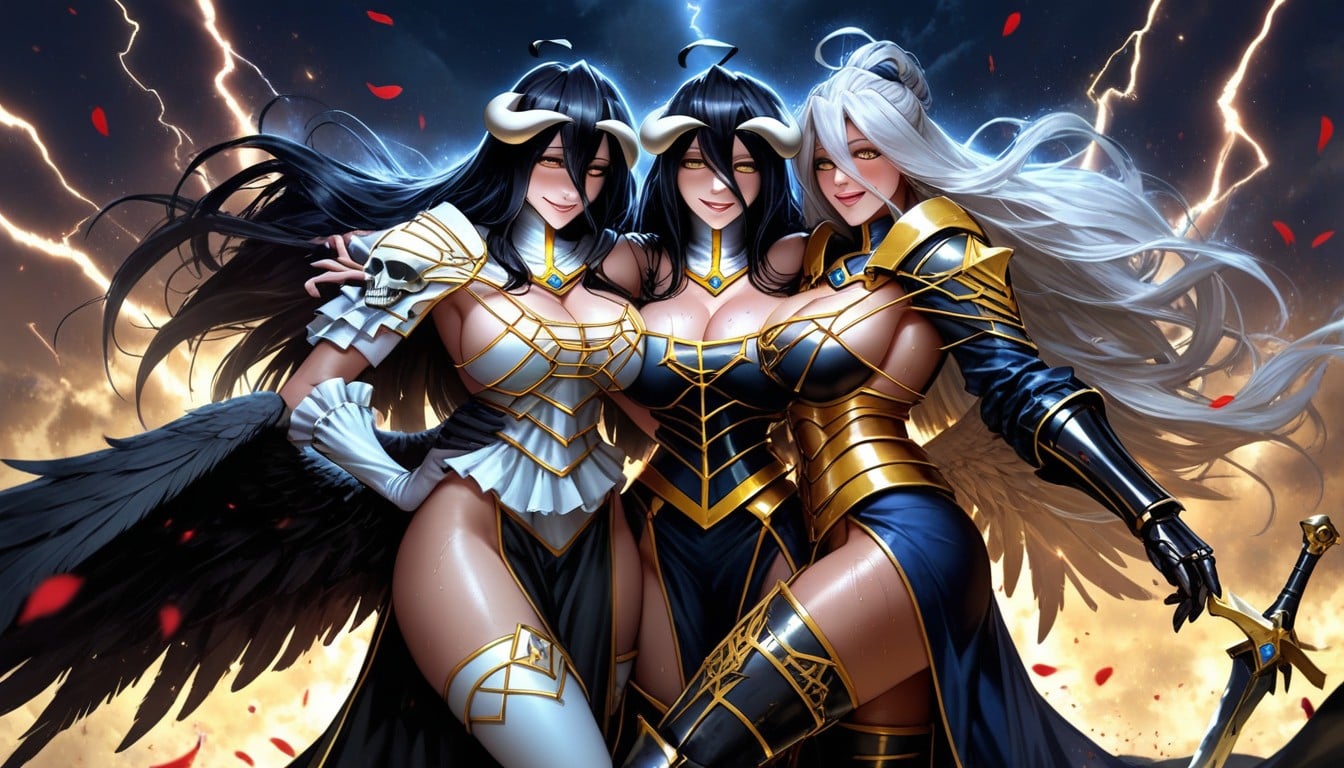 Princess Dress, Sweat, Albedo Knealing In Front Of Thron Hentai AI Porn