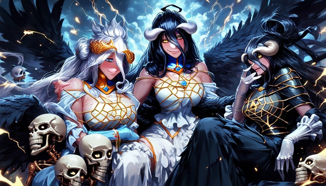 Cleavage, Gold Intricate Engravings, 2 People Hentai AI Porn