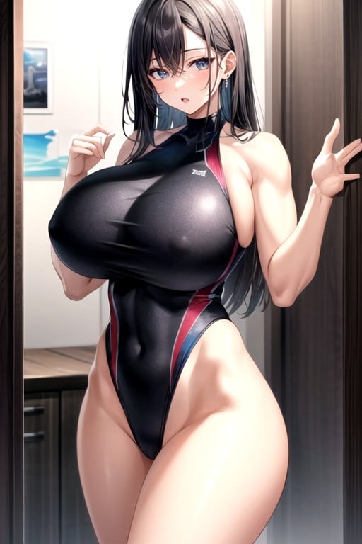 One-piece Swimsuit, Ahegao, Very Tall Pornografia asiática com IA