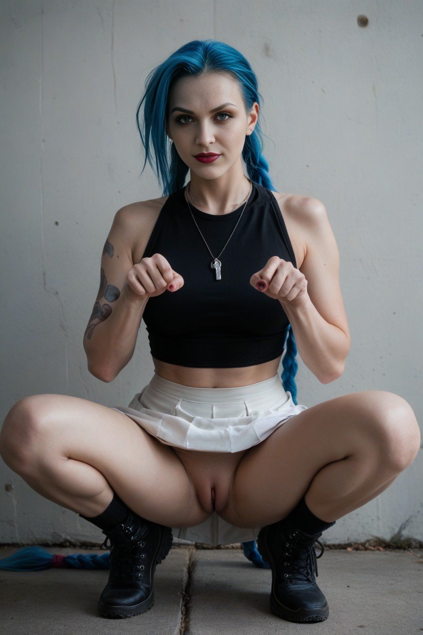 White Skirt, Squatting Pose, Innie PussyPorno IA Gay