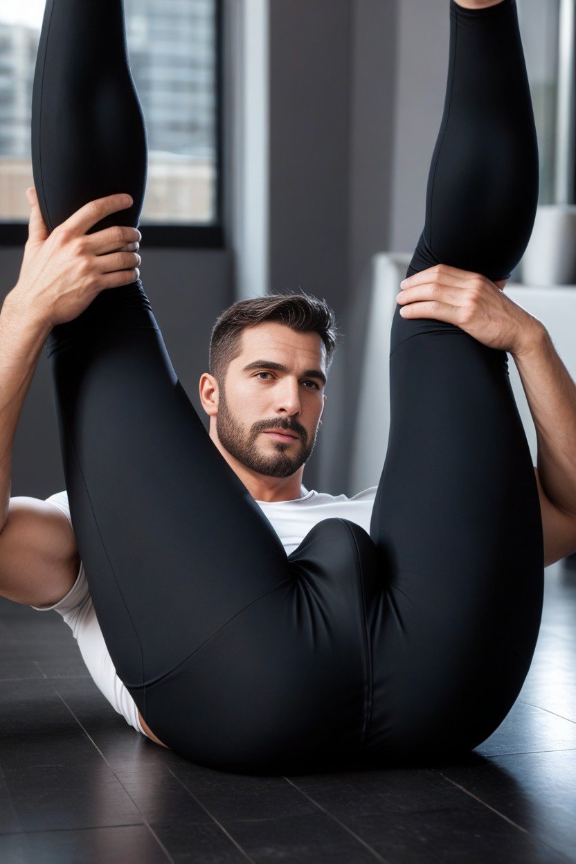 Big Butt, Wearing White Transparent Lycra Leggings, Legs SpreadゲイAIポルノ