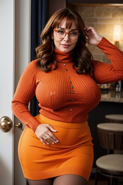 Bobcut, 18+, Orange Sweater From S Asian AI Porn