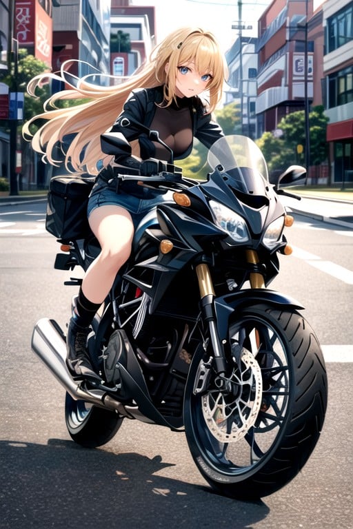 Motorbike, Pretty Japanese Woman, Kawasaki Motor BikesPorno IA Asiatique