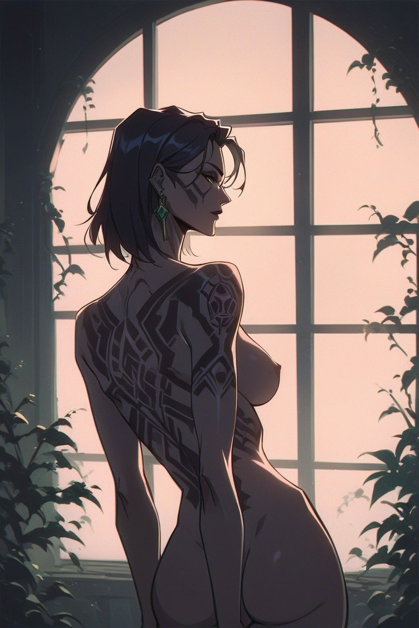 Viper From Valorant, Backlit, Black Body Tattoo Hentai AI Porn