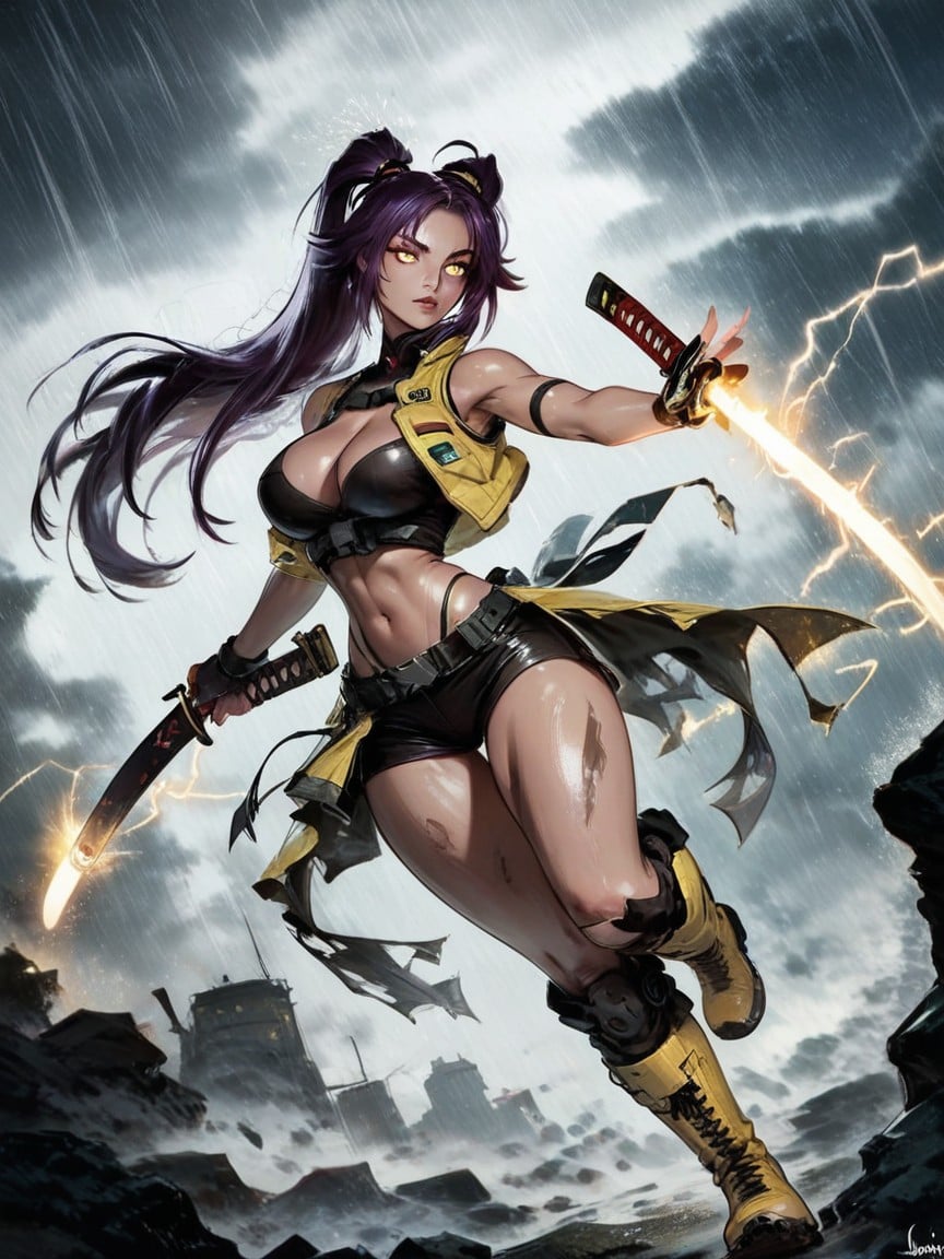 Yoruichi Shihouin, Thong, Tight Shorts Hentai AI Porn