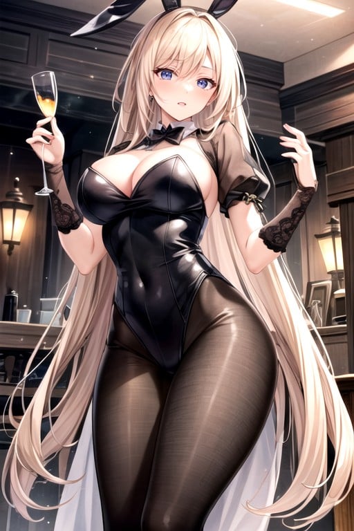 18+, Woman With Long Blond Hair Posing For His Boyfiend In Black Tight And Bunny CostumeAI同性戀黃片