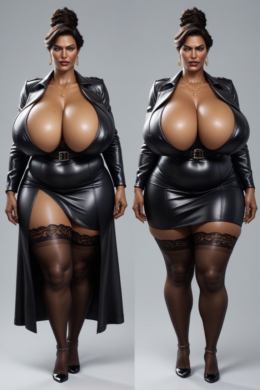 Open Coat, Hyperrealism, Huge Breasts Shemale AI Porn