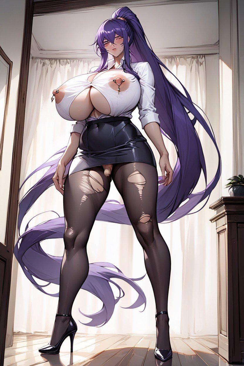 Bluish Purple Hair, Competit, Rinko Akiyama From Taimaninrpgx Hentai IA pornografia