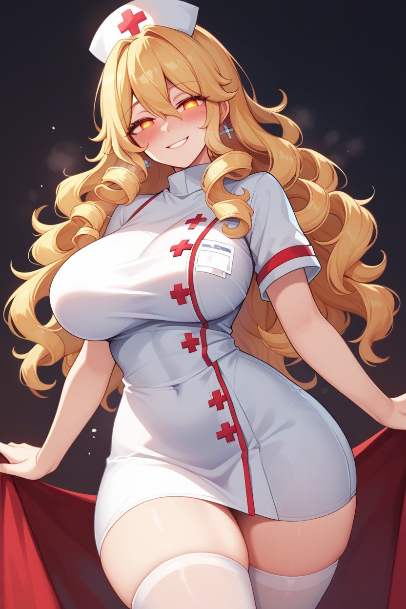 18+, Nurse From Terraria, Maliciosa (sorrindo Enquanto Ruborizada) Hentai IA pornografia