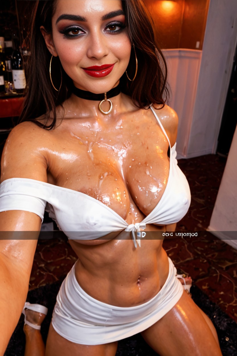 Blushing, Natural Breast, Dance Floor In Background AI Porn